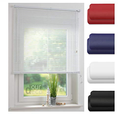 ourdeco® Jalousie aus PVC / 90 x 220 cm (Breite x Höhe) / Farbe weiß/lichtdurchlässig bis Blickdicht/Einfache Montage an Wand oder Decke