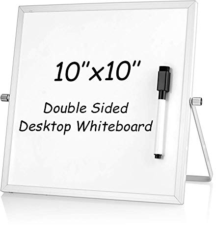 S SIENOC 10x10 Trockenlöschen Whiteboard Weiße Kleines Tafel Desktop Mini Staffelei umschaltbarer Notizblock für Büro 25x25cm