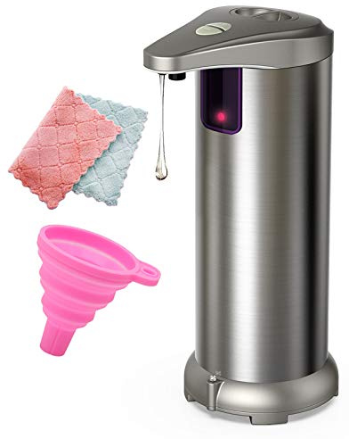 slicillo Infrared Automatic Soap Dispenser Touchless, Stainless Steel Battery Operated Touchless Soap Dispenser with Waterproof Base for Bathroom Kitchen Hotel.