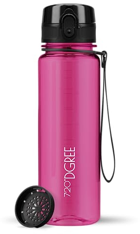 720°DGREE Trinkflasche „uberBottle“ – BPA-Frei, 6 Größen, über 40 Farben | Leichte Premium Tritan Sportflasche mit Sieb - Wasserflasche für Sport, Kinder, Schule, Fahrrad, Büro, Uni, Outdoor, Alltag