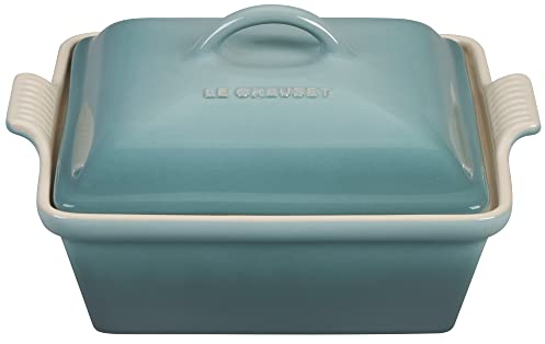 Le Creuset Stoneware Heritage Covered Square Casserole, 2.5qt. (9), Sea Salt