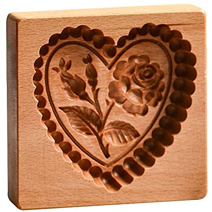 Windyday Moules À Biscuits et À Pâtisserie en Bois - Motif Fleur, Moule À Gâteaux De Lune en Pain D'épice, Bricolage