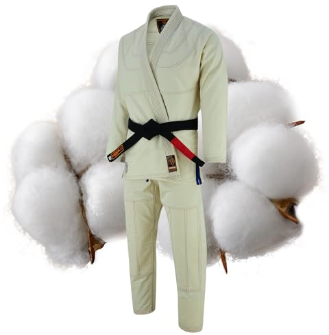 JAGUAR PRO GEAR ORGANO - Pure Organic Cotton Light Weight Kimono Brazilian Jiu Jitsu Gi Unisex (A-4, White)