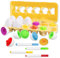 Juguete de Huevos Plástica, 12 Pack Huevos Juguetes Reconocimiento de Formas y Colores Juguetes Montessori, Huevos Colores Regalos de Pascua para Niños y Niñas