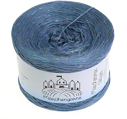 Bobbel Wolle Uni + Multicolour Glitzer 300g - 1140m 4Fach Farbverlaufsgarn Größe Strickwolle Häkeln (Taubenblau Multicolour Glitzer)