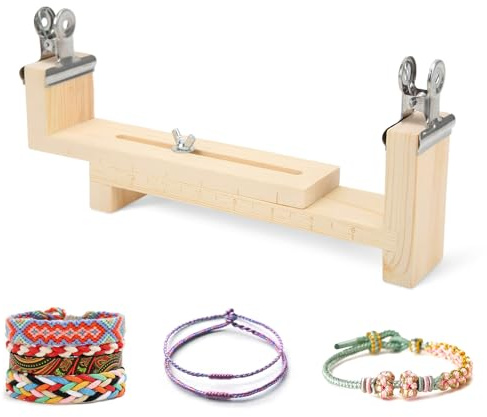 Telaio Legno per Infilare,Creatore di Braccialetti,Lunghezza Regolabile Paracord Jig Bracciale Maker Cornice in Legno Paracord Intrecciare Strumento Artigianale Fai-Da-Te