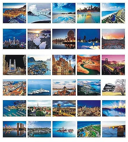 Cartoline artistiche retrò assortite con paesaggi di viaggio del mondo, 30 pezzi, paesaggi panoramici globali