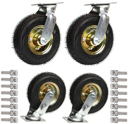 Ruedas De Alta Resistencia Ruedas De Goma Dura, Giratoria Ruedas Pivotantes, De 150/200/250 Mm Capacidad De Carga 150 KG, Para Carro Móvil Muebles, Aparato, Carro Y Equipo Ruedas