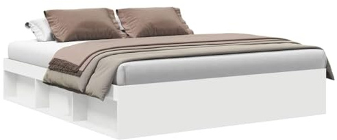 vidaXL Estructura de Cama, Somier con Almacenaje, Armazón Marco de Cama de Invitados, Mueble para Dormitorio Hogar, Blanco 180x200 cm