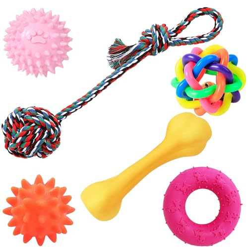 Speedy Panther 6Pcs Dog Chew Toys for Small Dogs, Puppy Teething Toy From 8 Weeks, Dog Ball Toys, Dog Toy Set for Small Medium Dogs
