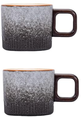 Zurucily Espresso Cups Set of 2, 2 oz Ceramic Espresso Cups, Demitasse Cups for Tea or Coffee (Gray)