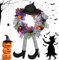 NEMMXUB 35cm Decoración de Corona de Halloween, Corona de Bruja de Halloween, Corona de Bruja con pies y Sombrero de Bruja y Calabaza, Corona de Halloween, Decoración Puerta Halloween para Casa