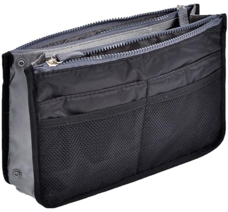 GXGM Taschen organizer Bag organizer Handtaschen Organiser, Taschenorganizer für Frauen, Kosmetikorganizer Erweiterbar Liner Bag Pouch Reißverschluss Tote Organizer Wickeltasche Reisetasche（Schwarz）