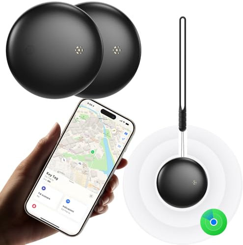 Smart Air Tracker Tag 2 Pezzi - Localizzatore GPS compatibile conApple Dov'è (Solo iOS), Localizzatori Bluetooth Trova Chiavi, per Valigia/Gatti/Borsa/Bambini/Cani, Batteria Sostituibile