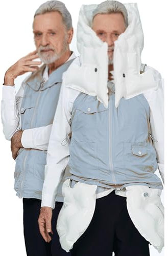 Airbag intelligente per giubbotto anticaduta per anziani, airbag per la testa a scomparsa da 0,08 secondi, airbag anticaduta per la protezione efficace, con APP per visualizzare i dati,Grey-XL