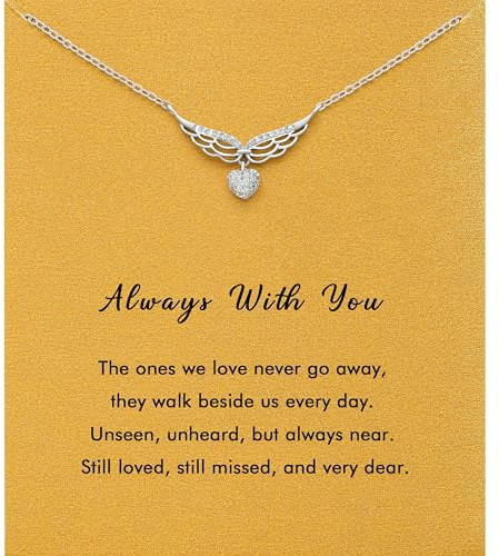 RZKING Sympathy Gifts for Loss of Loved One, Angel Wings Necklace Bereavement Memorial Gifts (Angel Wing)