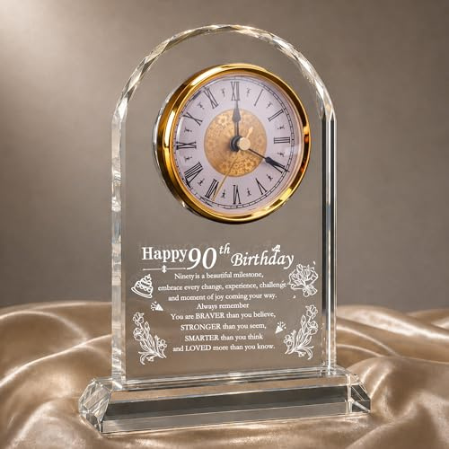 Happy 90th Birthday Clock Gifts for Women, Men - 90 Year Old Keepsake
