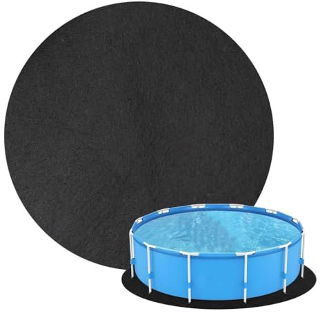 Lotvic Pool Unterlage Outdoor, 12ft Poolunterlage Rund, Schwimmbecken Matte Pool Bodenplane Faltbarer, Whirlpool Matte, Bodenschutzmatte für Aufstellpools, UV-Stabil & Reißfest, Schwarz