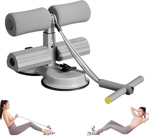 Kensbro Sit Up Bar, Sit Up Appareil d'entraînement abdominal avec double ventouse et design à double barre, avec corde de traction, assistant pour abdominaux, gris