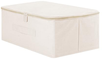 QOEOTUY Caja de almacenamiento de tela de 17 litros, cesta de almacenamiento con tapa, contenedor con cremallera, 38 × 28 × 16 cm