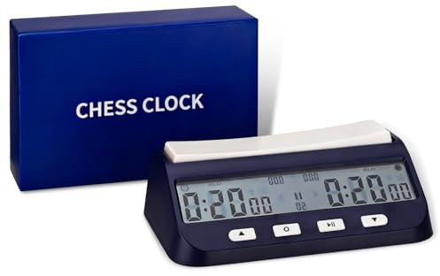 TAVADA Orologio da Scacchi​​ Professionale,timer scacchi con Display Multifunzione Digitale,orologio scacchi con indicazione dell'ordine di gioco,​​per torneie giochi da tavolo (Blu navy)