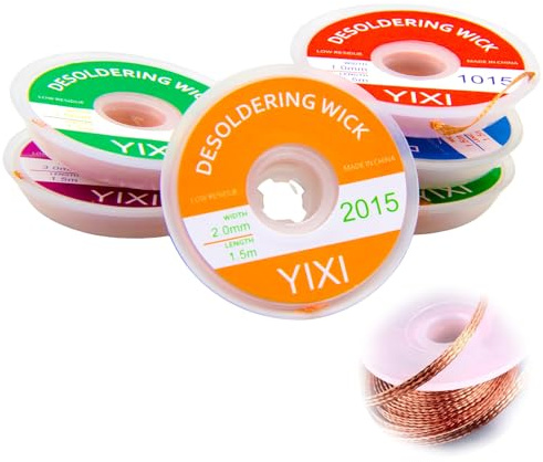 Tresse à Dessouder, 6 Pièces Tresse de Dessoudage 1.5M (1.0/1.5/2.0/2.5/3.0/3.5mm) pour Enlever l'Étain de Soudure et Démonter les Composants Électriques