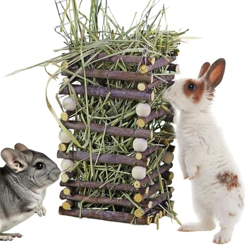 Heno Henil, de Madera de 7,6 x 17,8 cm | Dispensador de Comida, Accesorios para Jaula de Conejo,para Hogar Interior Exterior Jaula Enriquecimiento Hámster Ratón Chinchilla