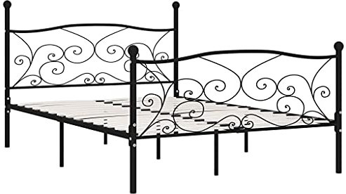 vidaXL Bettgestell mit Lattenrost Metallbett Doppelbett Bett Schlafzimmerbett Bettrahmen Ehebett Schlafzimmermöbel Schwarz Metall 160x200cm