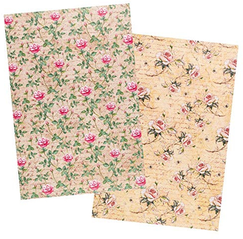 Ideen mit Herz 2 ark rispapper | Ädelt decoupage-papper | DIN A4 | 2 olika mönster | vintage, jul och mycket mer (blommor 29)