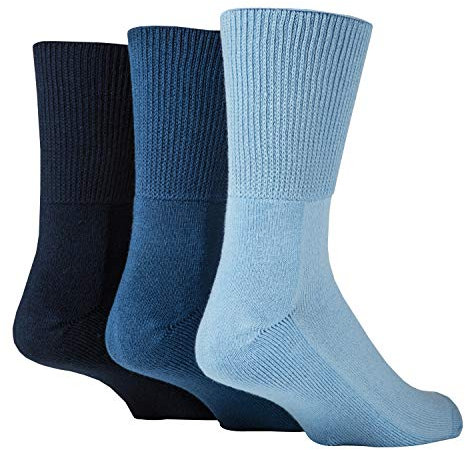 IOMI Footnurse - 3 Pack Unisex Extra Wide Bamboo Diabetic Socks | 4 Sizes | For Swollen Feet & Legs | Smooth Toe Seam | Cushioned Foot (9-11, Blue)
