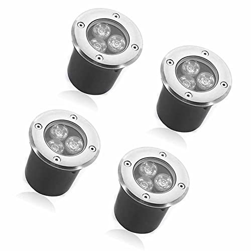 4PCS Ground LED Landscape Lights - Outdoor Buried Lights, 3W Recessed Floor Spotlight Outside, IP67 Waterproof Floor Lights, 12v Low Voltage Landscape Lights, For Outdoor, Garden, Path, Patio ( Color