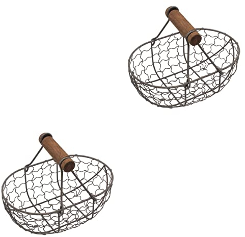 Angoily 2 Pz Cestino Della Spesa Cesto Di Da Scrivania Porta Uova Conservazione Del Pane Vassoio Per Servire Il Cibo Cestino a Mano Borsa Tote Per Sempre Ovale Di Legno Linea
