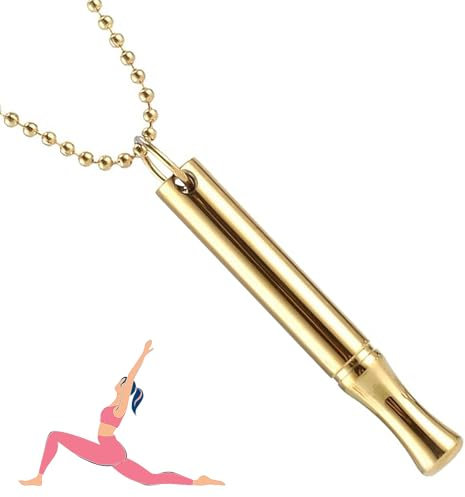 YUGUOLAN Rauchentwöhnung, Raucherentwöhnung, Kette Mit Pfeife, Halskette Rauchfrei, Atemkette Rauchentwöhnung Edelstahl, Für Meditation, Beruhigung, Entspannung (Gold)