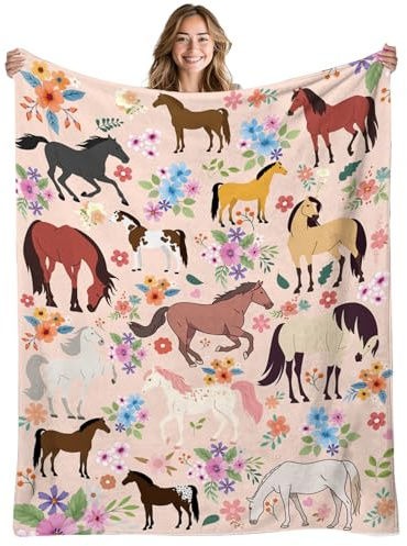 Horse Blanket Gifts for Girls Boys, Soft Horse Blanket for Friend, Women Men, Birthday Gift for Horse Lovers, Warm Flannel Blanket for Couch or Bed, Holiday, Christmas Thanksgiving Day 50x60 in