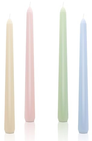 Tapered Candles, Gradient Dinner Candles, Non Drip Long Non Scented for Birthday Valentine's Day Hanukkah Christmas Halloween Home Decoration 4PCS (Candy)