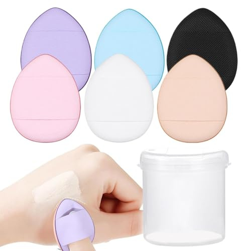 Finger Powder Puff, Finger Sponge Makeup Liten luftkudde pulversvamp Set om | Soft Beauty Makeup Blender Puff för Foundation, Face Powder, Under Eye Setting, Cosmetic Tool