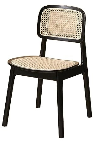 Esszimmerstuhl aus Rattan, Bauernhof-Stil, mit Rückenlehne und Sitzfläche aus Schilf, Retro-Stil, für Esszimmer, Küche, Wohnzimmer, 1 Stück