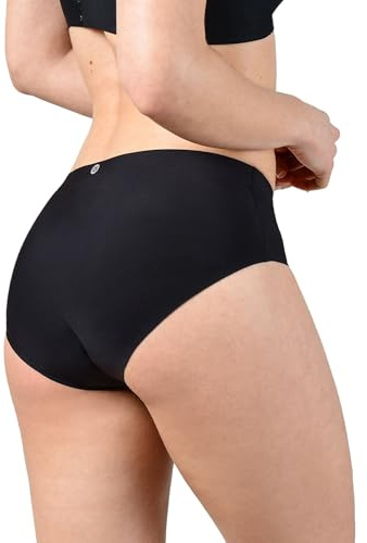 BeMee Daytime Seamless Hipster, hauchdünner Periodenunterwäsche, Nahtloser Menstruations-Slip, auslaufsicher, schadstoff-frei, bei mittelstarker Blutung, schwarz, Größe M