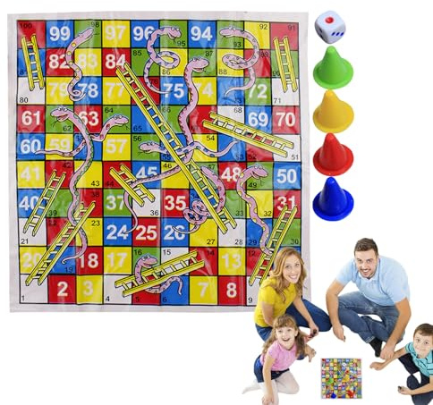 Snakes Game Board, Ladder Travel Toy, Compact Folding Set with Magnetic Pieces, Lightweight Design, Educational Game for Family Gatherings, Party, Fun, 14.96 Inches