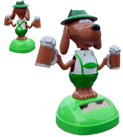 Décoration pour tableau de bord - Chien mobile solaire avec tête oscillante - Figurine de chiot de dessin animé amusant - Décoration d'intérieur pour conducteurs, hommes, femmes et anniversaires