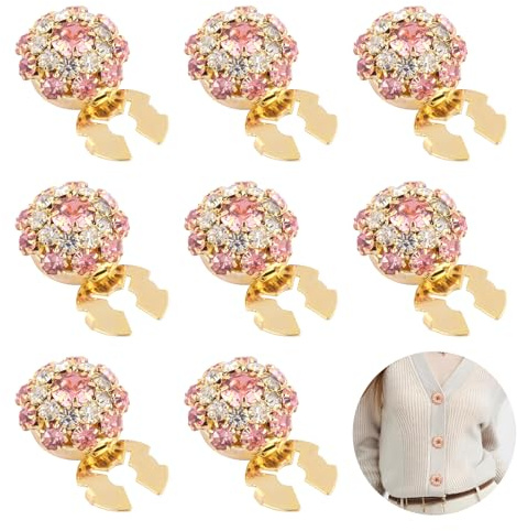 MOSTFUN 8 stycken strass-knappskydd, avtagbara ärmknappsskydd, dekorativa knappdekorationer för kläder blusar manschettknappar kostymer dekorationer gör-det-själv hantverk