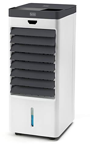 BLACK+DECKER BXAC50E - Climatiseur mobile 75W, ventilateur, humidificateur, purificateur, 4 bacs à glaçons, 5L, 3 vitesses, 3 modes, oscillant, télécommande, minuterie 7.5h, roues
