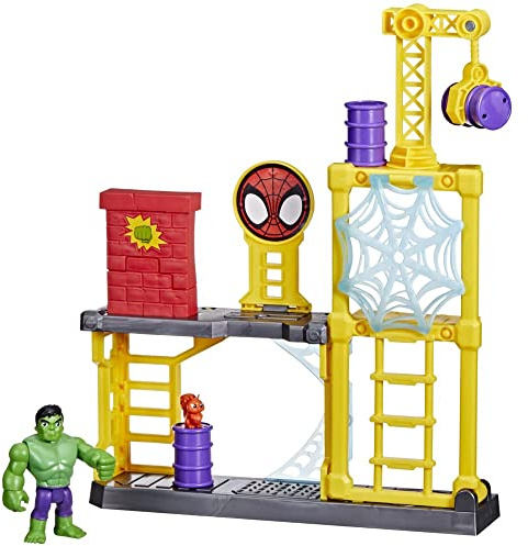 Hasbro Marvel Spidey and His Amazing Friends Hulk’s Smash Yard Pre-school Toy, Hulk Playset for Children Aged 3 and Up, Multicolor, One Size (F3717)