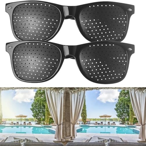 kkhouse 2 Pack Unisex Anti-Myopia Astigmatism Glasses Men's Women's Vision Improvement Strabismus Correction Fatigue Glasses(Black-W3-A2)