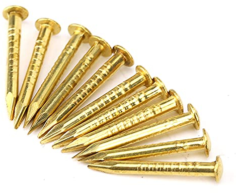 100Pcs Messingnägel, Messing Rosettennägel Rosettenstifte Rundkopf Messing Brad Nagel ür Holz, zum Aufhängen von Bilderrahmenspiegeln Möbelscharnier Hardware Zubehör (15mm lang)