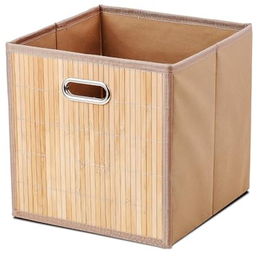 GREATOYAR Caja de Almacenamiento de Bambú, Cestos Almacenamiento Bambú Natural, Cubo de Almacenamiento Plegables, Caja de Juguetes Plegables, Caja de Organización, 31x31x31cm, 2 Unidades