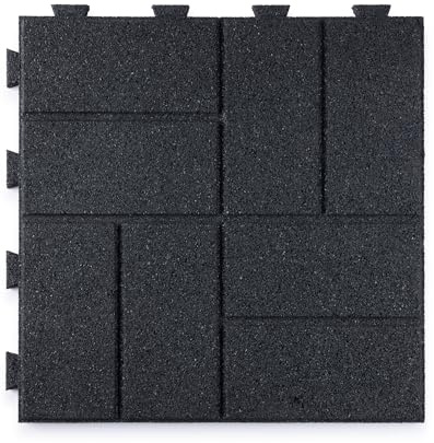 Playsafer Brick Rubber Interlocking Tiles | 16 X 16 | Easy Install for Indoor and Outdoor Use (Dark Gray, 10 Tiles)