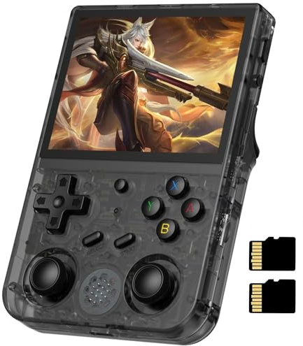RG353V Retro Handheld Game Console , Dual OS Android 11 and Linux System Support 5G WiFi 4.2 Bluetooth Moonlight Streaming TV Output Built-in 64G SD Card 4452 Games (RG353V-Transparent Black New)