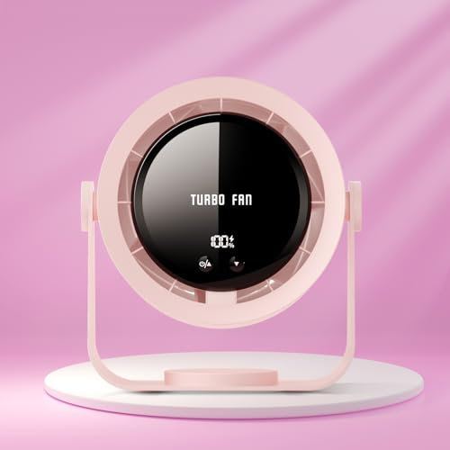 Ventilateur de bureau silencieux rechargeable USB batterie 5400 mAh écran LED contrôle de vitesse réglable tête inclinable 90°