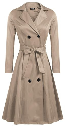 Zeagoo Women's Trench Coats Double-Breasted Long Coat with Belt